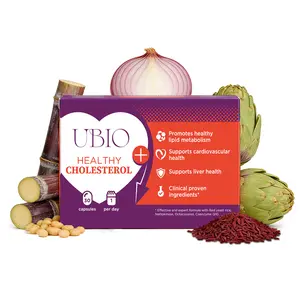 UBIO Healthy Cholesterol Capsule | Each Capsule Contains Red Yeast Rice 60mg, CoQ10 10mg & Nattokinase 1,000 FU, Onion extract 25mg, Octacosanol 12mg, Artichoke extract 50mg, Selenium 25 ug | Heart & Liver Health (30 Caps) | Natural Statin