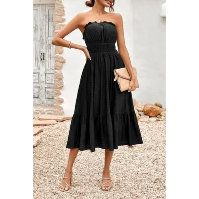 chinese dress ladies Strapless Corded Midi Dress main image 0