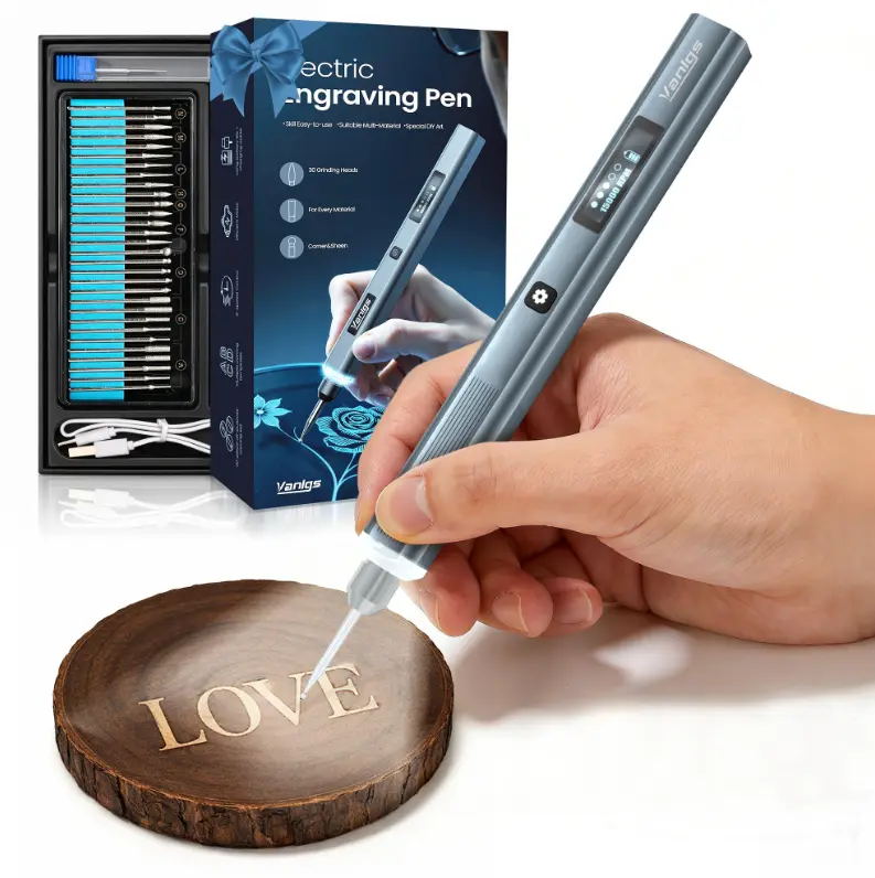 Cordless Rechargeable Engraving Pen, Tools and Gadgets, 5-Speed Etching & Carving Tool Kit with 30 Bits, 16 Stencil Sheets, USB Charging Cable & Manual, Portable Electric DIY Crafting Engraver