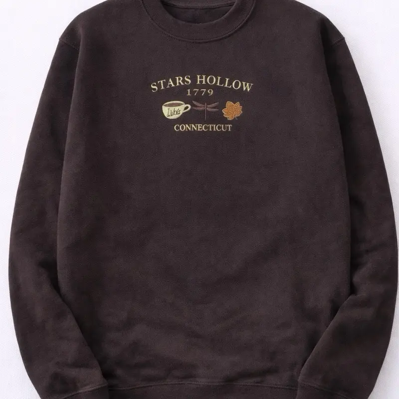 Embroidered Sweatshirt, Fall Embroidered Sweatshirt, Sweatshirt Stars Hollow