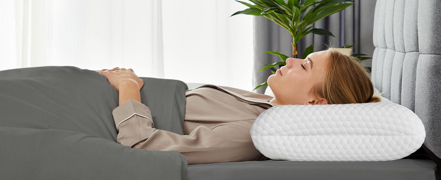 Memory Foam Pillows for Sleeping, Bed Pillows for Adults with Washable Cover and Breathable Mesh, Gel Cooling Pillow for Back and Side Sleeper Support, White Memory Foam Pillows for Sleeping, Bed Pillows for Adults with Washable Cover and Breathable Mesh, Gel Cooling Pillow for Back and Side Sleeper Support, White