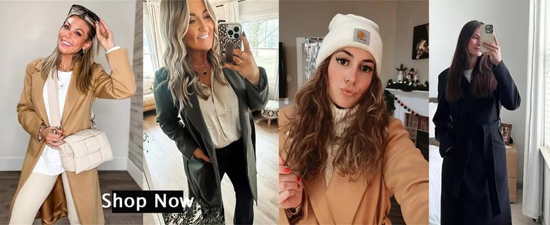 Tankaneo Womens Classic Coat Lapel Collar Open Front Belted Long Jacket Tankaneo Womens Classic Coat Lapel Collar Open Front Belted Long Jacket