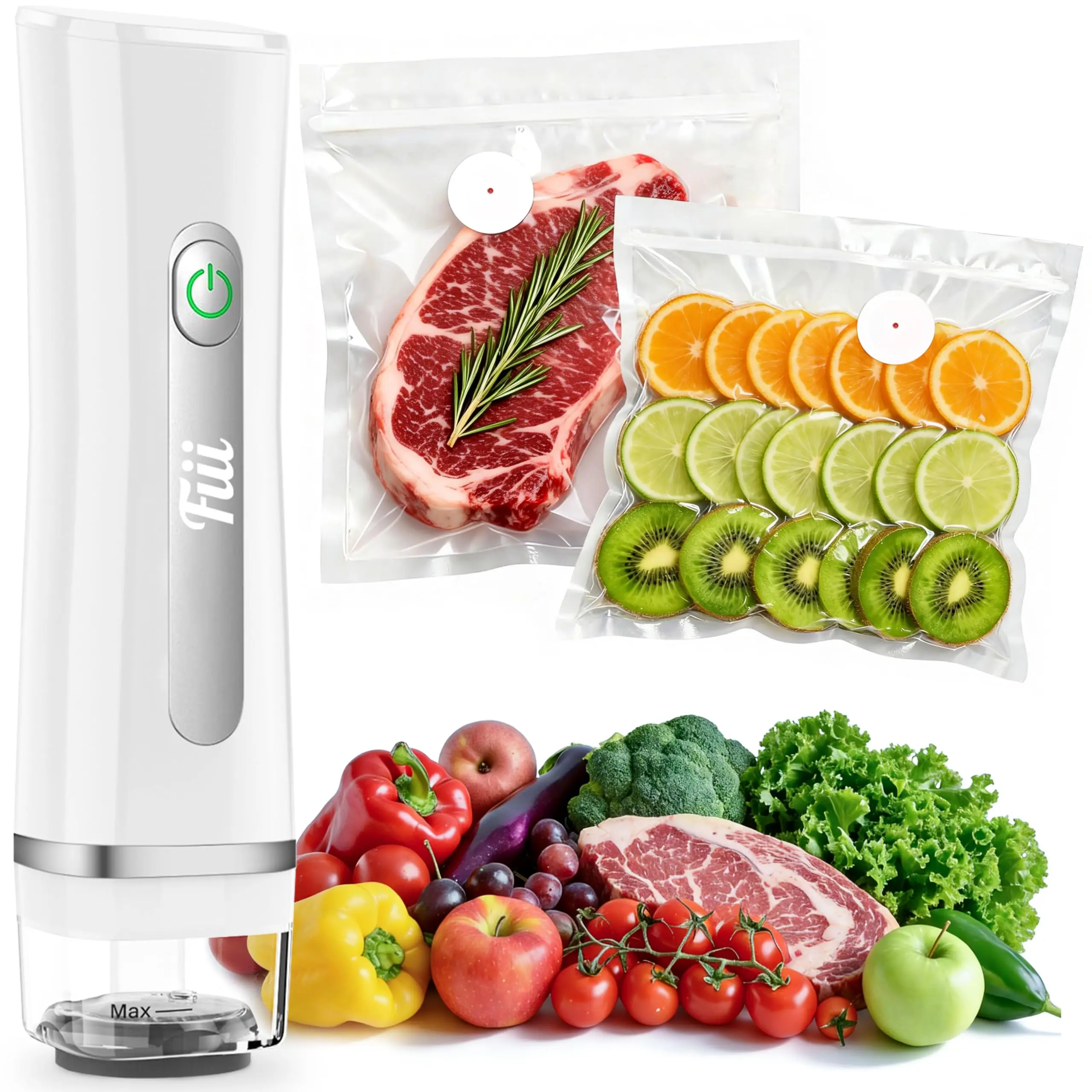 Fiii Vacuum Sealer for food, Portable & Rechargeable Food Saver for Kitchen Storage, Meal Prep, Travel, Fridge Organizing – Ideal Gift for Mom, Wife, Chef, Home Mother's Day Gift