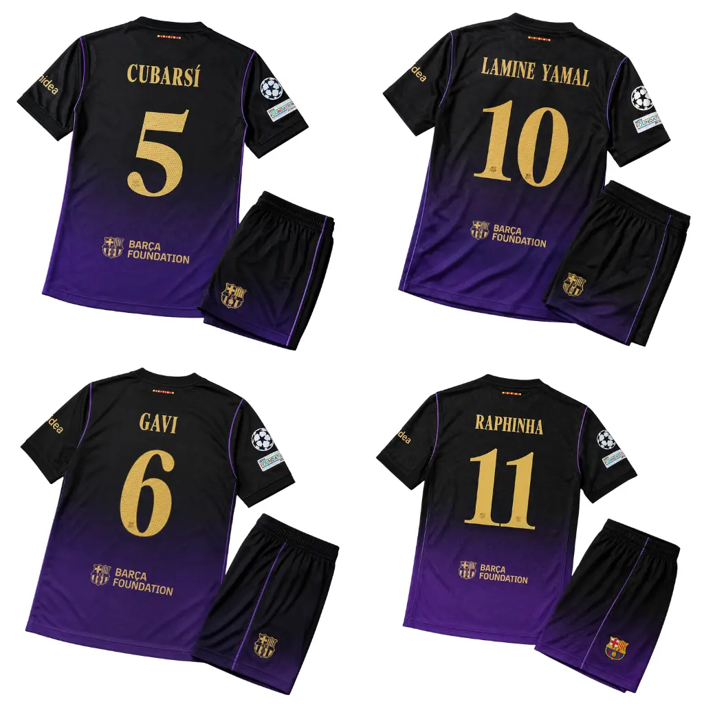Unisex Purple Soccer Jersey Personalized Barcelona Away Stadium Shirt, Away Shirt Football Shirt 26 27, Breathable Fan Style