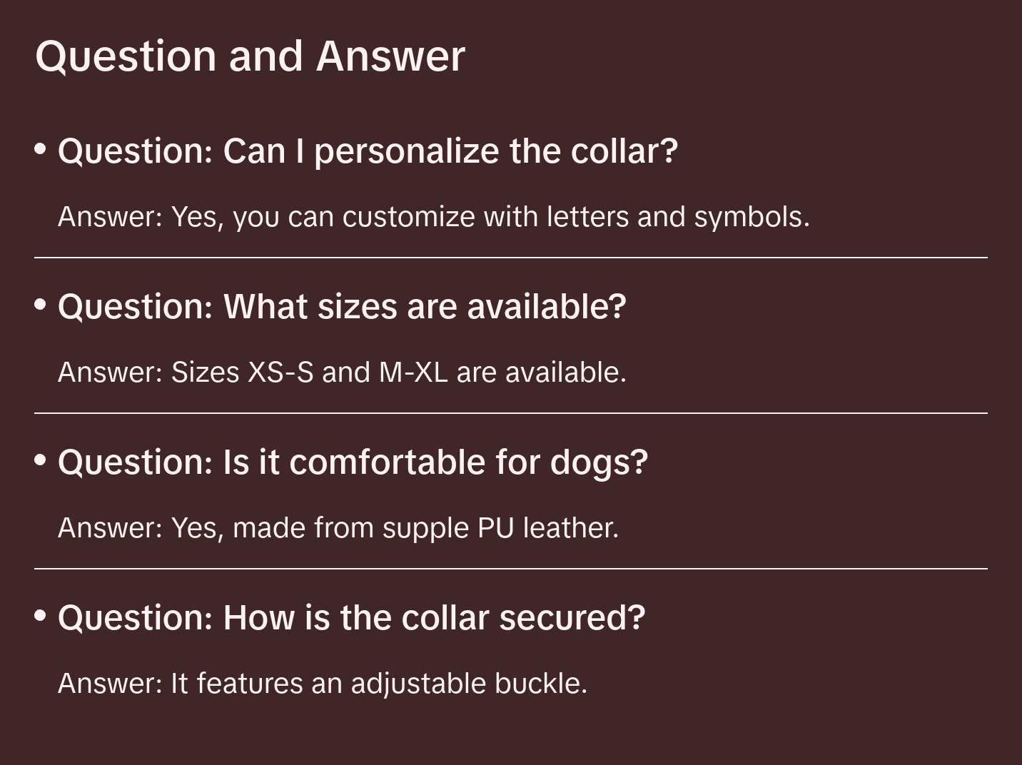 ALPHABET Brilliance Personalized Handmade PU Leather Dog Collar