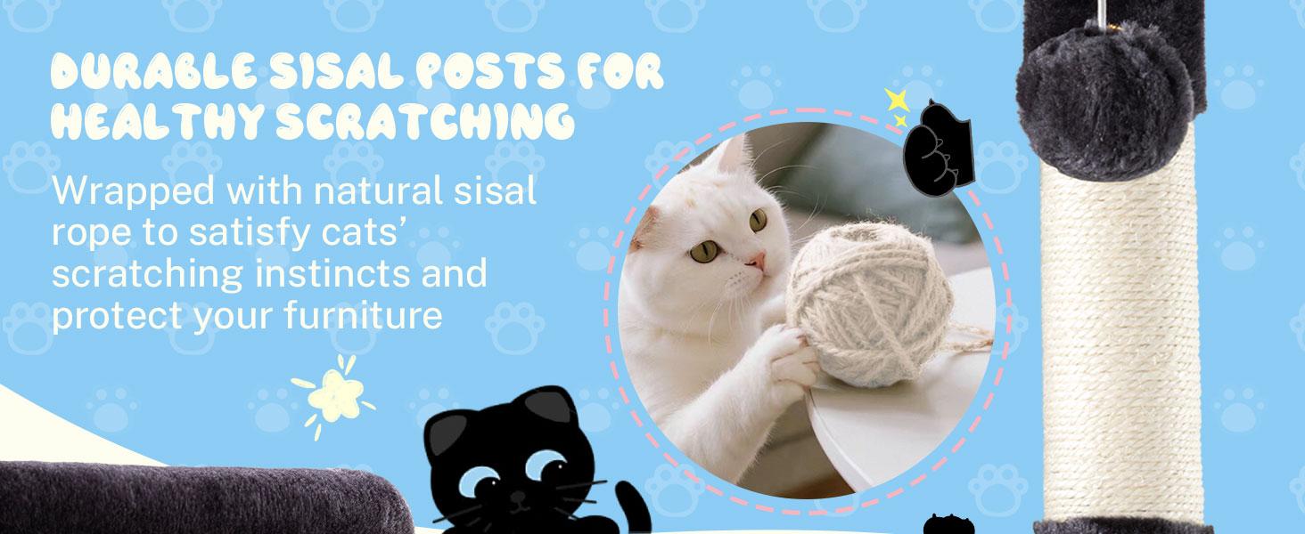 HOOMIC 29-Inch Cat Tree Tower with Large Perch, Cozy Condo & Sisal Scratching Posts. Multi-Level Activity Center for Indoor Cats, Space-Saving Stable Pet Furniture in Pink/Beige/Dark Blue/Grey