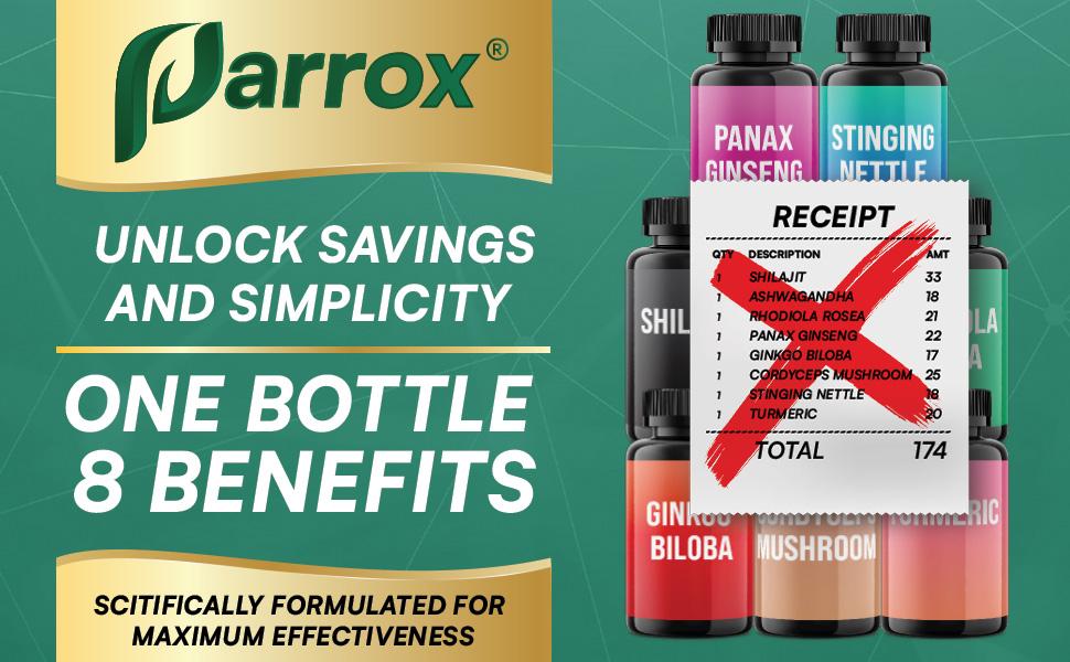PARROX Rhodiola Rosea Multivitamin Supplement - Energy and Mental Focus Support - 8+ Extra Strength Ingredients - 60 Veggie Capsules - Made in USA