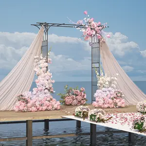 Garden Arbor, 81" H Garden Metal Arch Trellis, with Anchored Pile, for Climbing Plants Rose Grape Vines Outdoor, Ceremony Party, Flower Arch Stand Balloon Decor, Easy to Assemble,Black