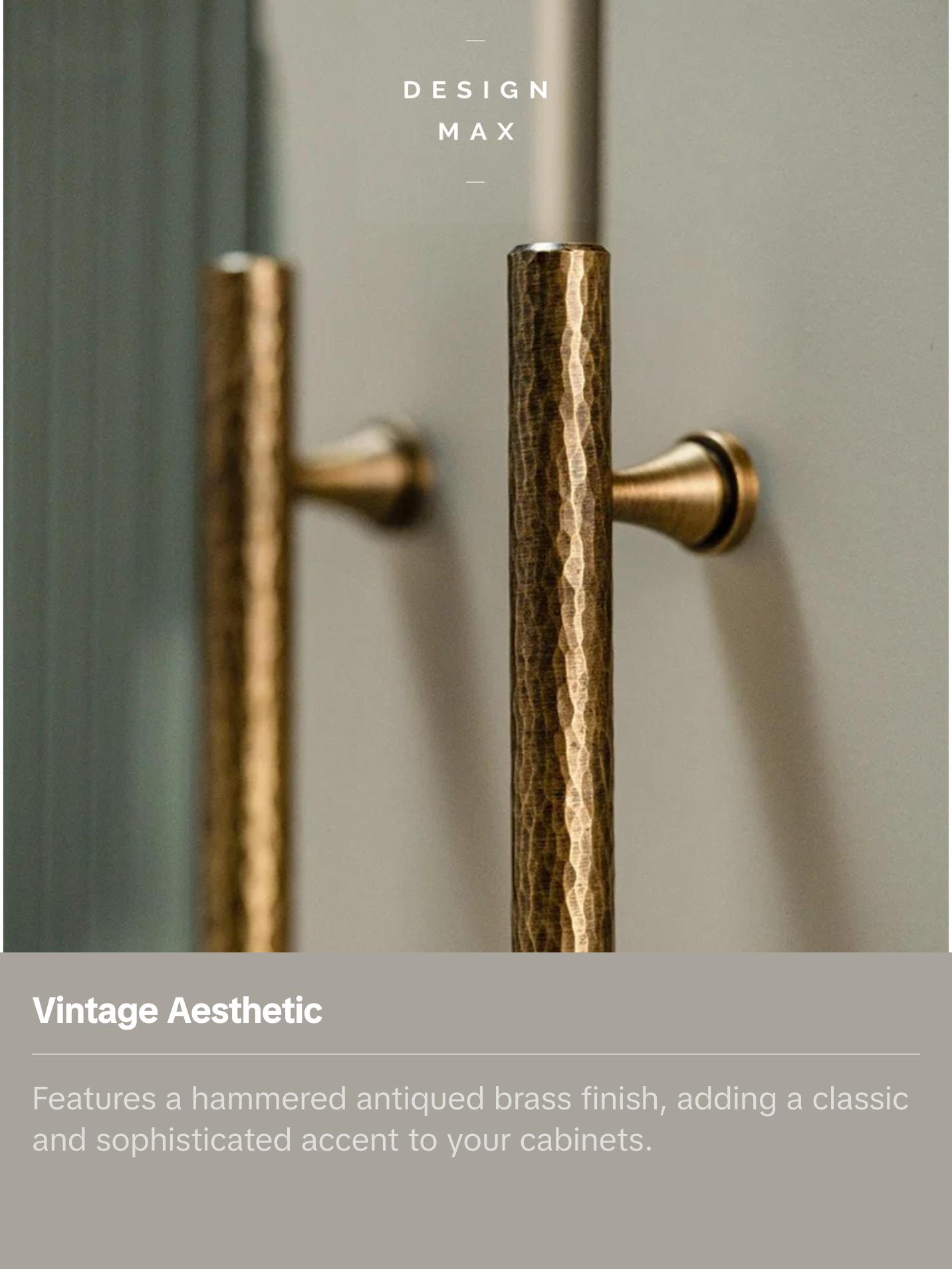 Hammered Antiqued Brass Cabinet T-Knobs and Pulls