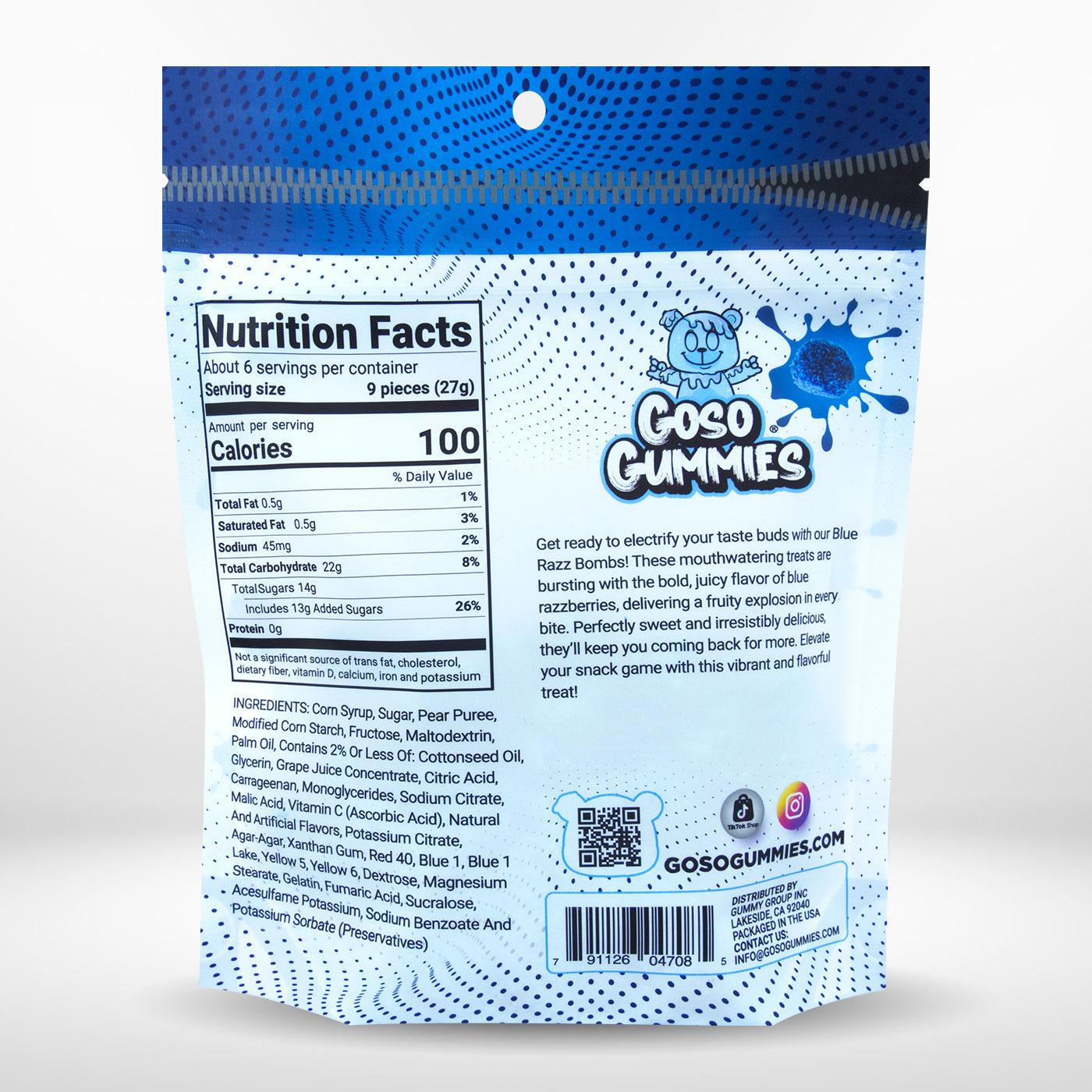 Goso Gummies Sour Blue Razz Bombs 6oz + Sweet Blue Razz Bombs 6oz - 12oz Duo Pack - Gushers Candy