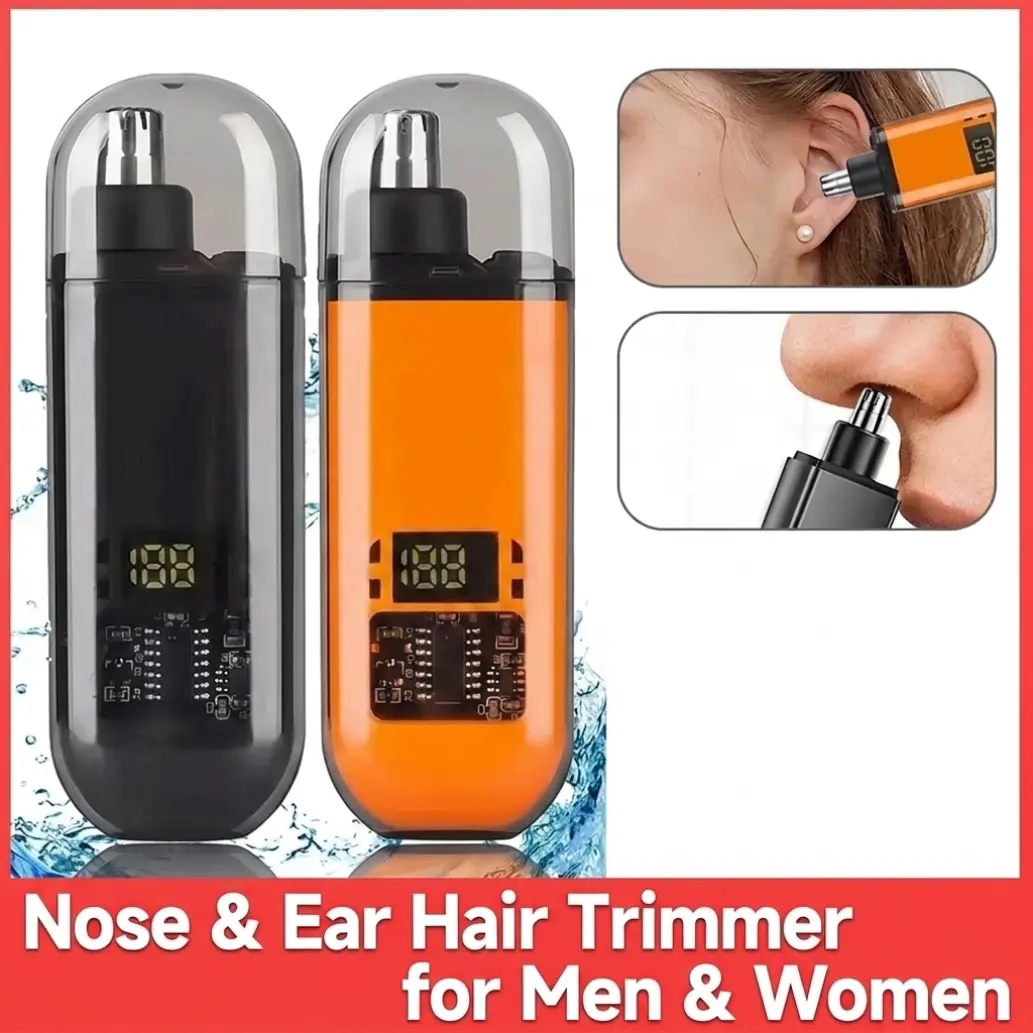 Nose Hair Trimmer,Professional Painless Eyebrow & Facial Hair Trimmer for Men Women,Led Display Nose Clipper,Nose and Ear Hair Trimmer Travel,Easy to Clean,Gifts for Men Women