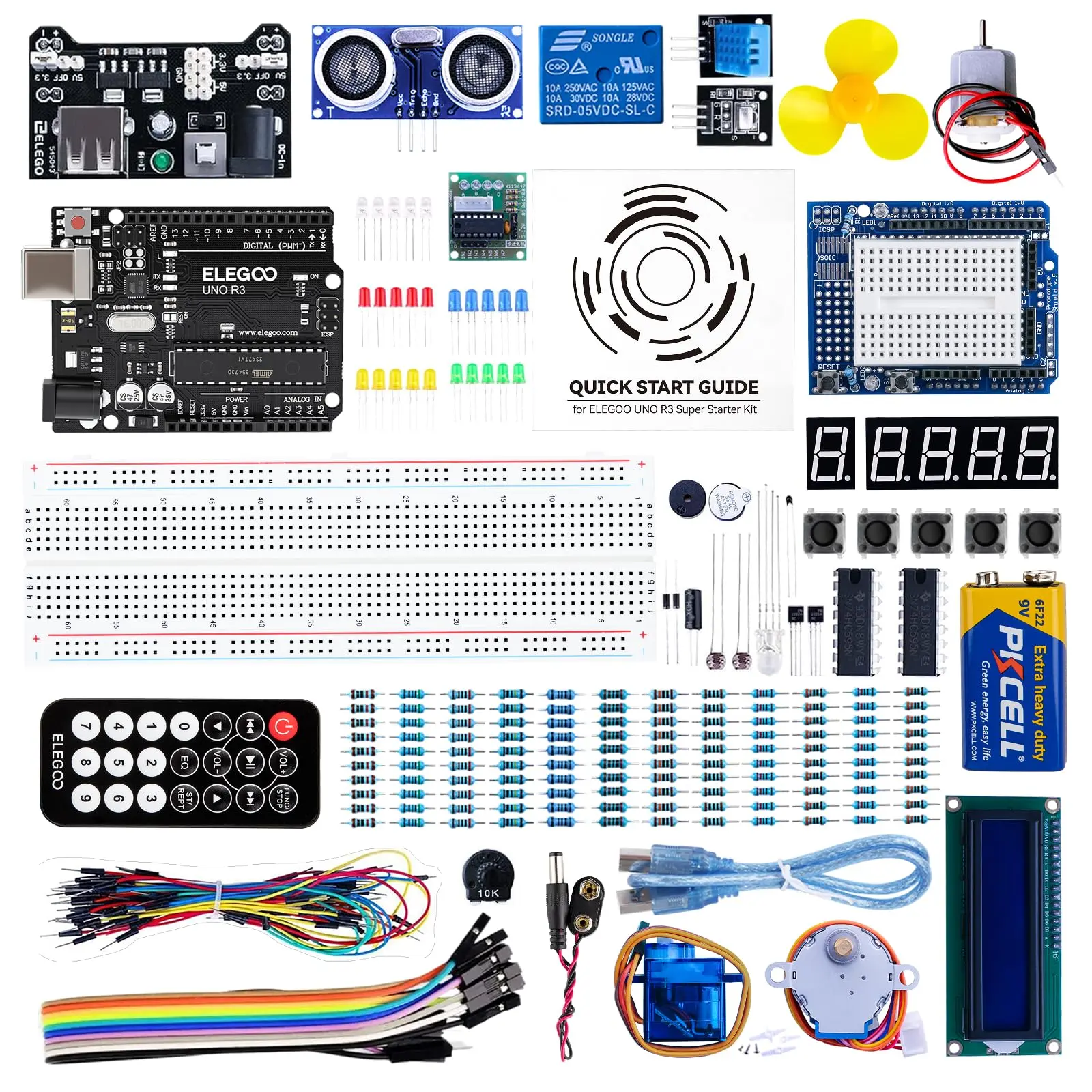 ELEGOO UNO Project Super Starter High Quality Kit for Beginners - Single Board Computer Accessory with UNO R3, Arduino Mega 2560 R3, 9V Battery with DC, LCD1602, Tutorial PDFs, Compatible with Arduino IDE (Computers & Office Equipment)