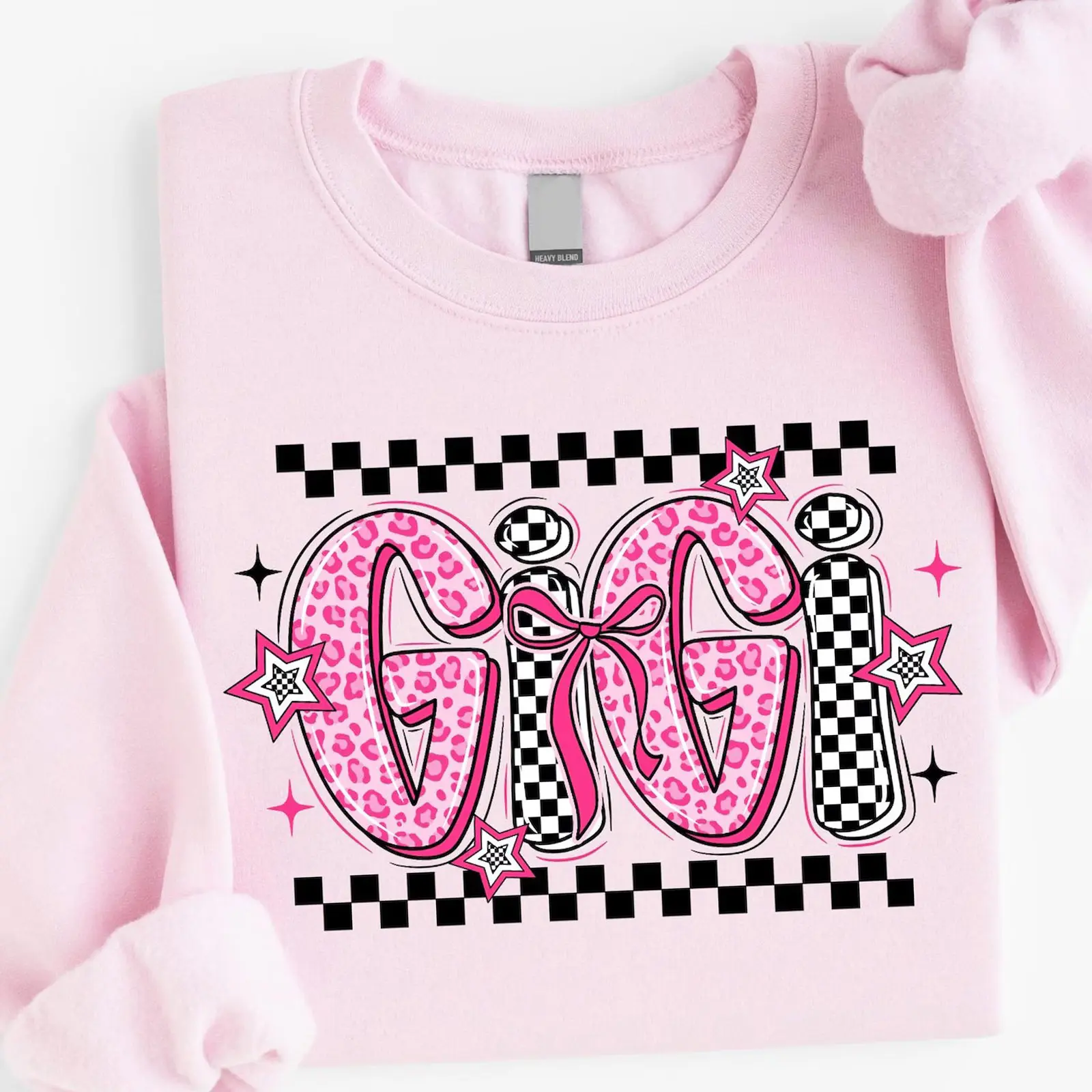 Pink Leopard Gigi Coquette Sweatshirt, Grandma Crewneck, Gigi Sweater, Family Sweatshirt, Gift For Her