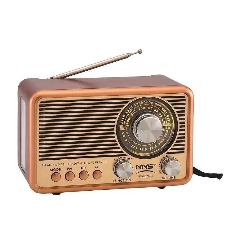 M-AMAZUP Retro Wood-Grain Radio with Backlit Tuning Knob, Bluetooth Stereo Speaker, AM/FM/SW 3-Band Shortwave Receiver, USB Rechargeable MP3 Player, Senior-Friendly