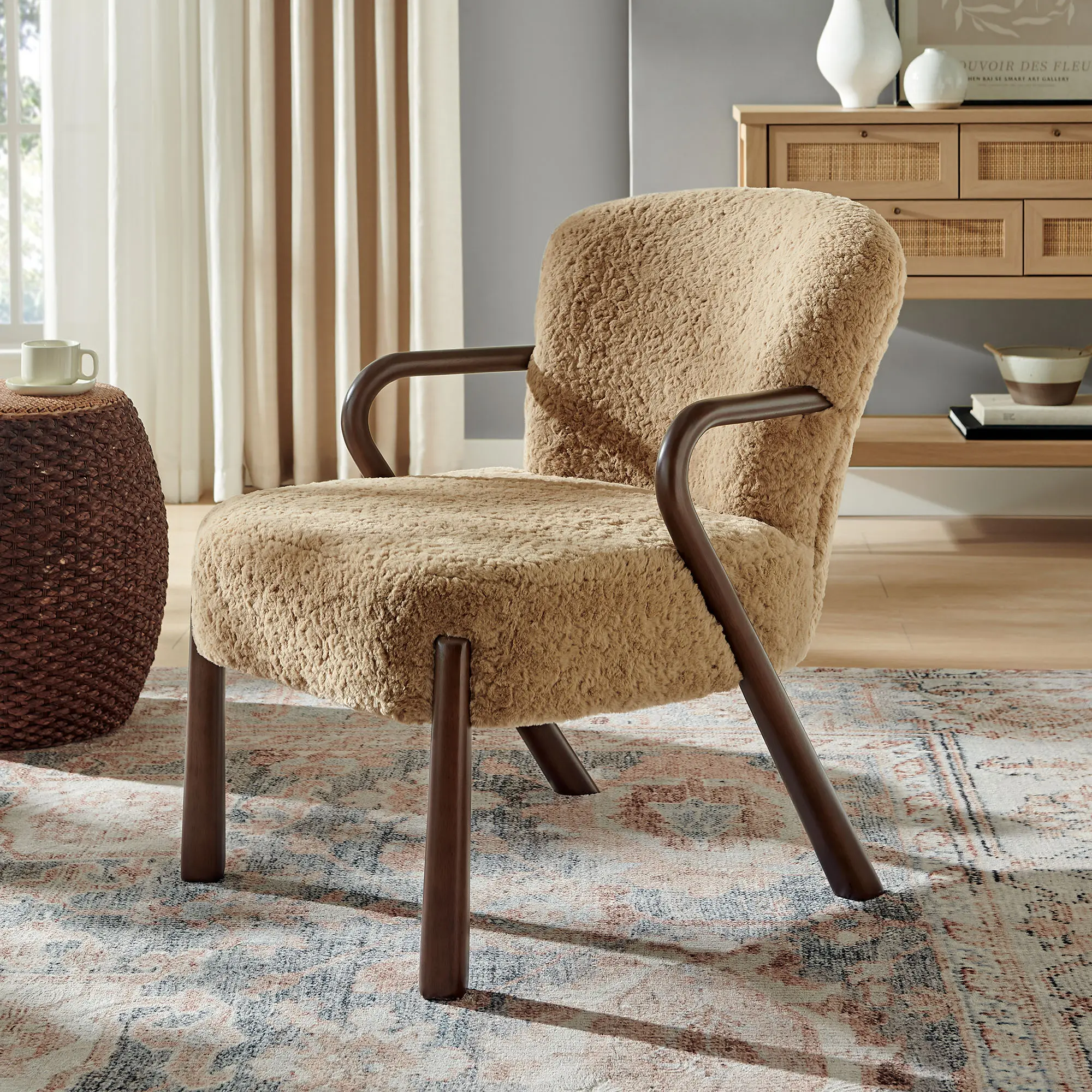 Arden Faux Shearling Accent Armchair in Sand Arden Faux Shearling Accent Armchair in Sand