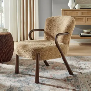 Arden Faux Shearling Accent Armchair in Sand
