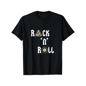 RACK 'N' ROLL FUNNY POOL BILLIARDS CUE SPORTS EIGHT BALL T-SHIRT DAILY DRESSING SPORTS T-SHIRT FASHIONABLE STREET T-SHIRT SLANG T-SHIRT FITNESS T-SHIRT SPORTS BALL T-SHIRT 100% PURE COTTON GIFT FOR MEN WOMEN PARENTS FRIENDS SONS A