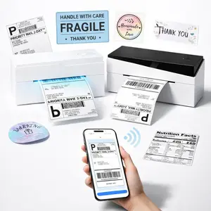 4x6 Thermal Sticker & Shipping Label Printer with Bluetooth – Inkless Printer for Small Businesses