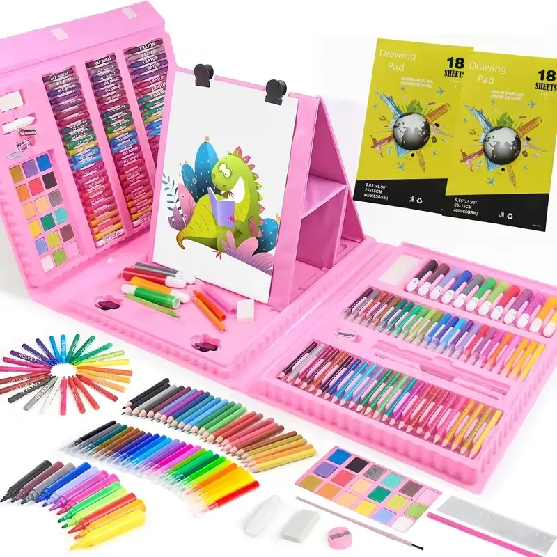 Drawing Art Kit for Kids, 42/228pcs Colorful Art Supplies Set, Gifts Art Set Case with Double Sided Trifold Easel, Includes Sketch Pads, Oil Pastels, Crayons, Colored Pencils, Watercolor Paint