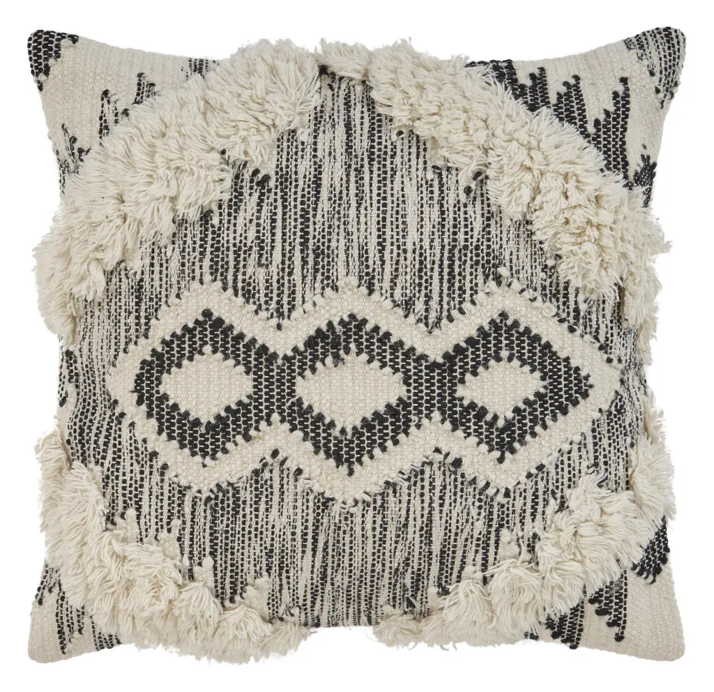 20x20 in. Linen-Cotton Blend Zippered Home Pillow, Black & Ivory