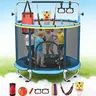 60-in Trampoline with Swings Set - Indoor/Outdoor Sports Playground Equipment, Safety Net, Adjustable Design, Toddler Home Play Toy, Fun Gifts for Boys, Kids Toys Play