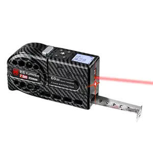 3-in-1 Laser Tape Measure 197Ft/60M Laser Distance Meter + 25Ft/7.5M Tape with Cross Line, Self-Locking, USB Rechargeable Digital Laser Measure for Construction DIY