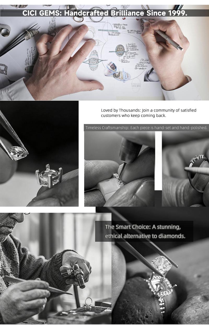 CICI GEMS 1.3CT Moissanite Ring Lucky for Women D VVS1 18K Gold Plated Lab-Created Hypoallergenic Promise Ring Wedding Engagement Anniversary Gift Fine Jewelry R021