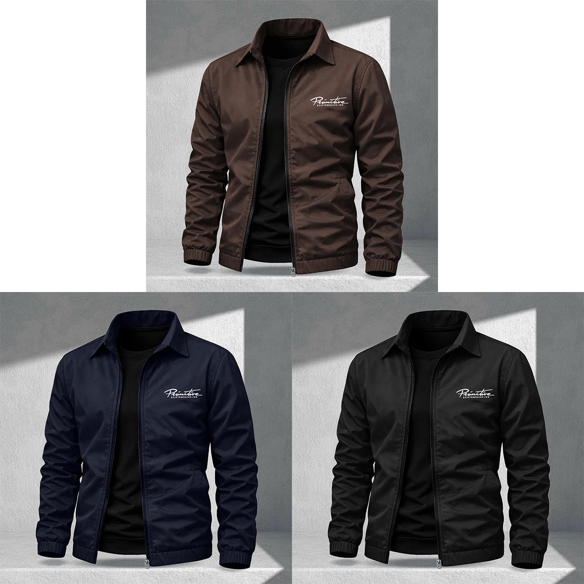 Men's stylish letter print collared jacket suitable for skin-friendly fabric, zipper design, street skateboard style, casual commuting wear, light business, sports, and simple jackets