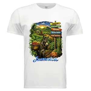 Jamaica Donkey Direction Classic Short Sleeve T-Shirt Gildan G640 Adult Softstyle 4.5 oz 100% Preshrunk Ringspun Cotton Jersey Summer Medium Length