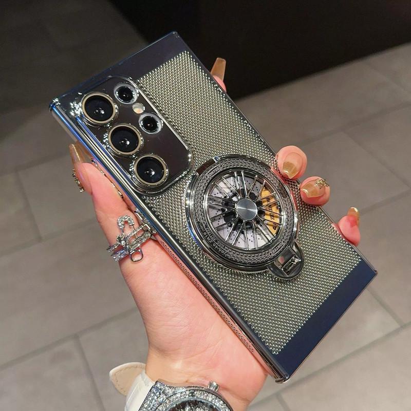 Compatible with S26Ultra/S25Ultra/s24/s23 Rotating gyroscope stand phone case, electroplated heat dissipation mesh shell, fully wrapped lens film phone case -HN311-1