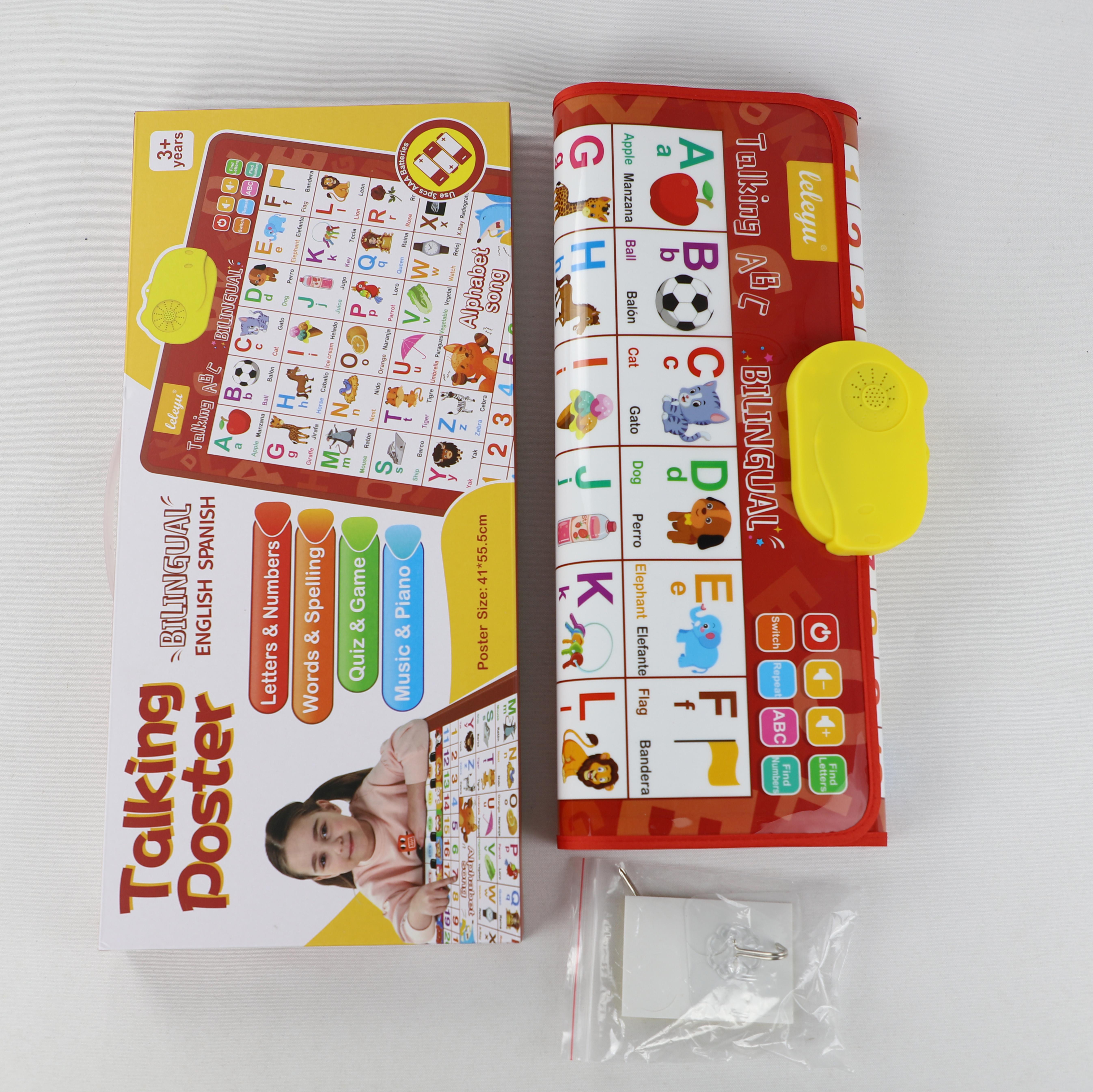 Interactive Bilingual Learning Poster for Toddlers 1–6 | English/Spanish Talking Wall Chart | ABCs Numbers Animals | Songs + Piano，Valentine Gifts for Kids ,Preschool Alphabet Tool