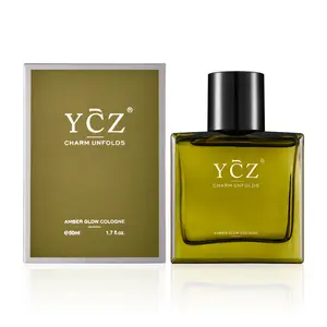 【New Arrival】YCZ Amber Glow Cologne Eau De Parfum Unisex 50ml Ocean Fresh Scent Premium Aromatic Woody Fragrance with Bergamot Coconut Amber for Him & Her Bold Arabian Perfume Luxurious Gift