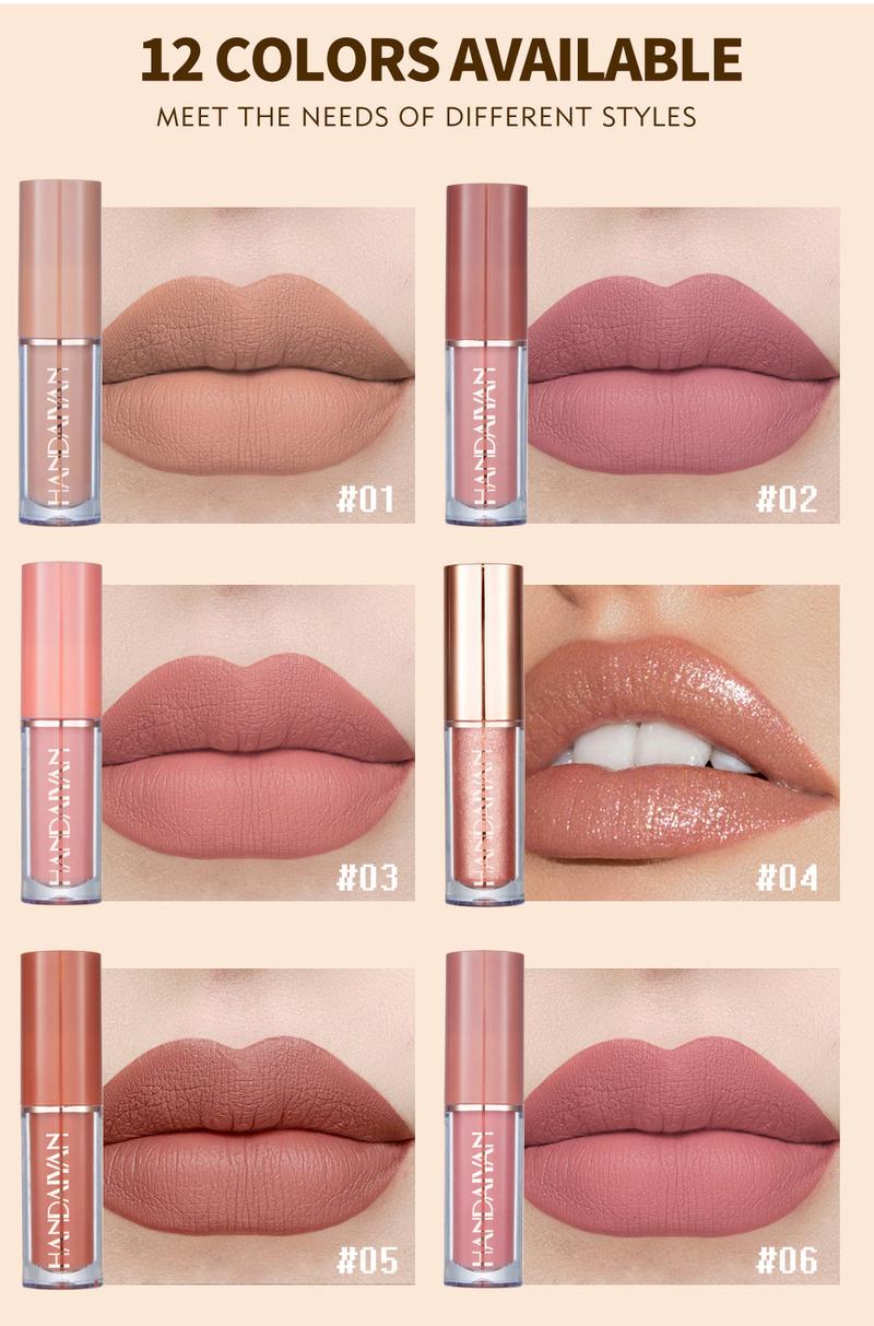 HANDAIYAN 12Pcs Velvet Matte Lip Stain Set Long Lasting Waterproof Lipstick Kit with Nude Palette Non Stick Gloss Lipgloss for All Skin Types Quick Drying Formula Glossy Smooth Cosmetic HANDAIYAN 12Pcs Velvet Matte Lip Stain Set Long Lasting Waterproof Lipstick Kit with Nude Palette Non Stick Gloss Lipgloss for All Skin Types Quick Drying Formula Glossy Smooth Cosmetic