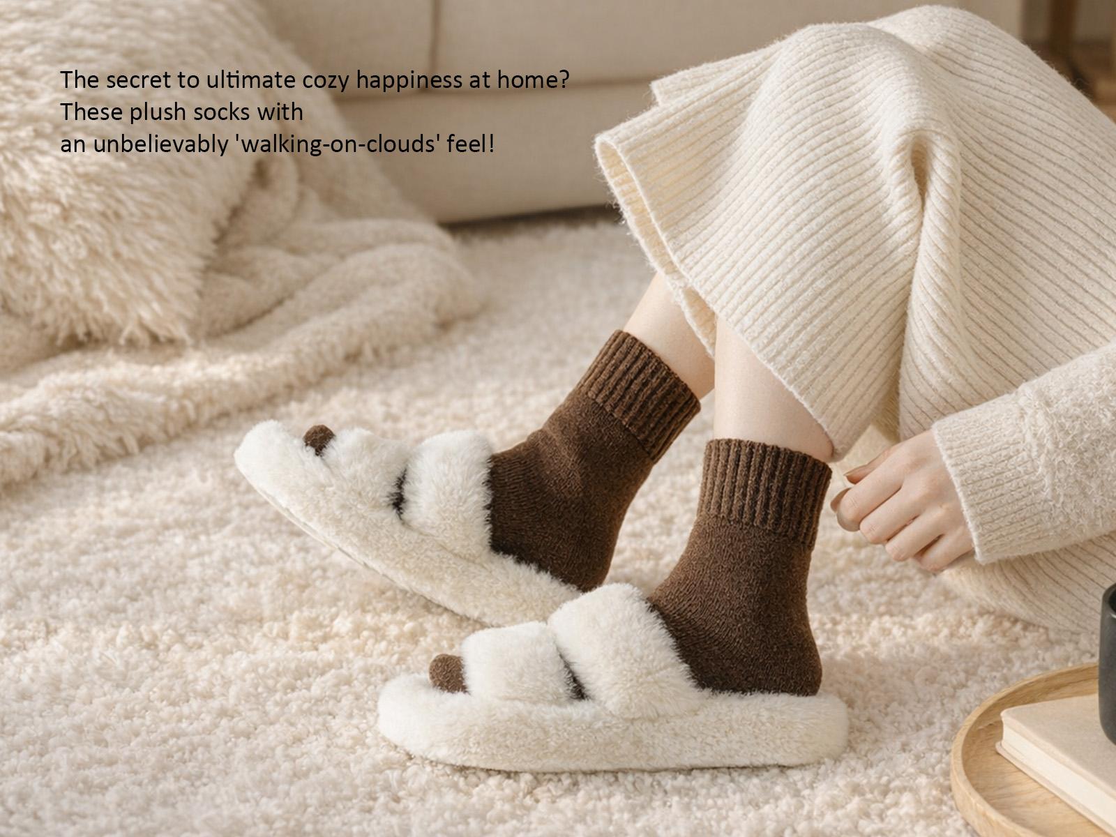 Women's Solid Mid-calf Socks, Casual Soft Comfy Warm Socks for Fall & Winter, Women's Socks for Daily Wear