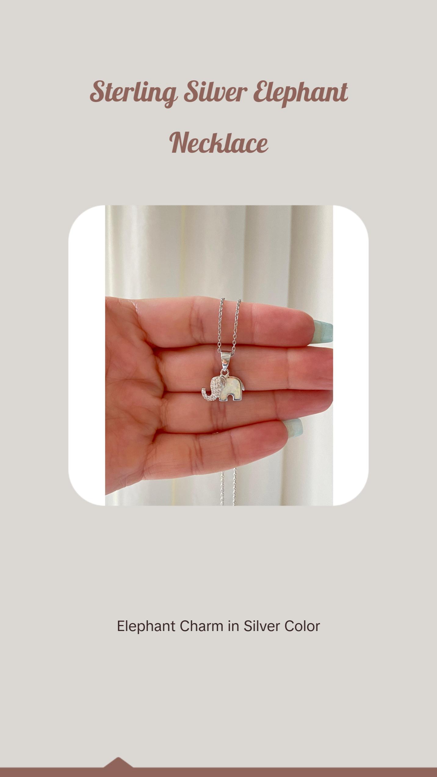 White Opal Sterling Silver Elephant Necklace