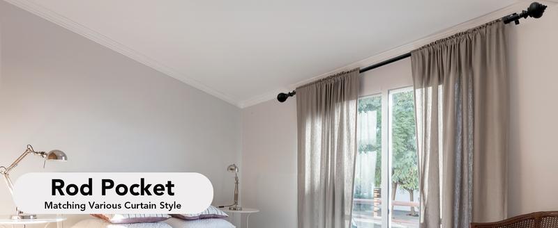 Deconovo Black Curtain Rods for Windows 48 to 84 Inches, Standard Adjustable Decorative Single Window Curtain Rod Set, 3/4 Inch Diameter Steel Tube with Black Finish Deconovo Black Curtain Rods for Windows 48 to 84 Inches, Standard Adjustable Decorative Single Window Curtain Rod Set, 3/4 Inch Diameter Steel Tube with Black Finish