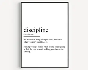 Discipline Definition Print, Discipline Definition Poster No Frame, Home Decor, Wall Art