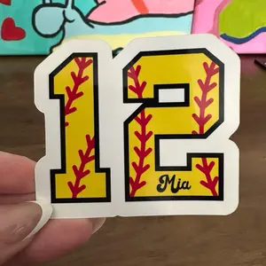 Personalized Softball Number Stickers