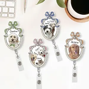 Custom Dog Badge Reel, Personalized Pet Portrait Photo Badge Reel, Nurse Badge Reel, Retractable Badge Holder