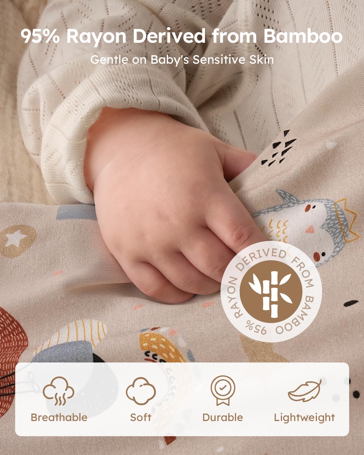 Yoofoss Bamboo Baby Newborn Sleep Sack Wearable Blanket, Cotton Infant Toddler Sleeping Bag 2-Way Zipper Supersoft Quilted Sleepbag Comfort TOG 1.0  Mother's Day Gifts