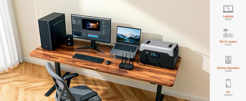 CTOLITY XP1000 1600W 1024Wh Portable Power Station Home Emergency Backup Power Supply LiFePO4 Battery 1.2H Fast Charge 110V AC 100W USB-C Output Solar Generator for Home Backup Camping Travel RVs Emergencies Durable Lights Phone Chargeable