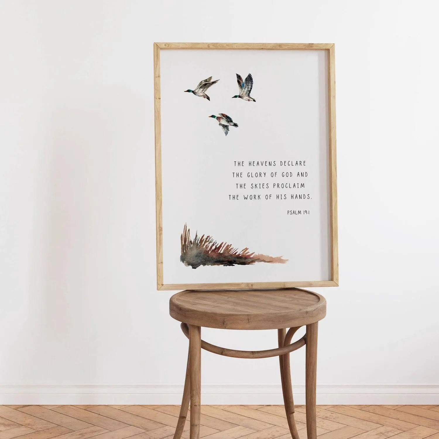 Duck bible verse print, Woodland nursery art, Little boy bedroom, Baby shower gift, Mallard hunting, Boys Room, Minimalist Christian