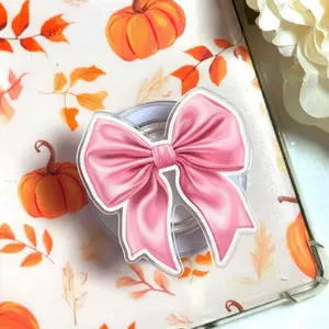 Pink Bow Phone Grip, Coquette Aesthetic Phone Holder, Cute Girly Ribbon Phone Stand, Kawaii Bow Phone Accessory, Trendy Feminine Gift