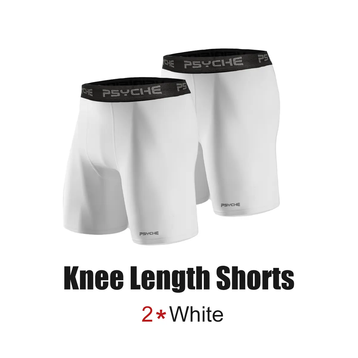 PSYCHE 2-Pack Men's Compression Shorts - Compression Underwear for Gym, Workout, Running, Basketball, Squat-Proof, Sweat-Wicking, and Ultra-Breathable