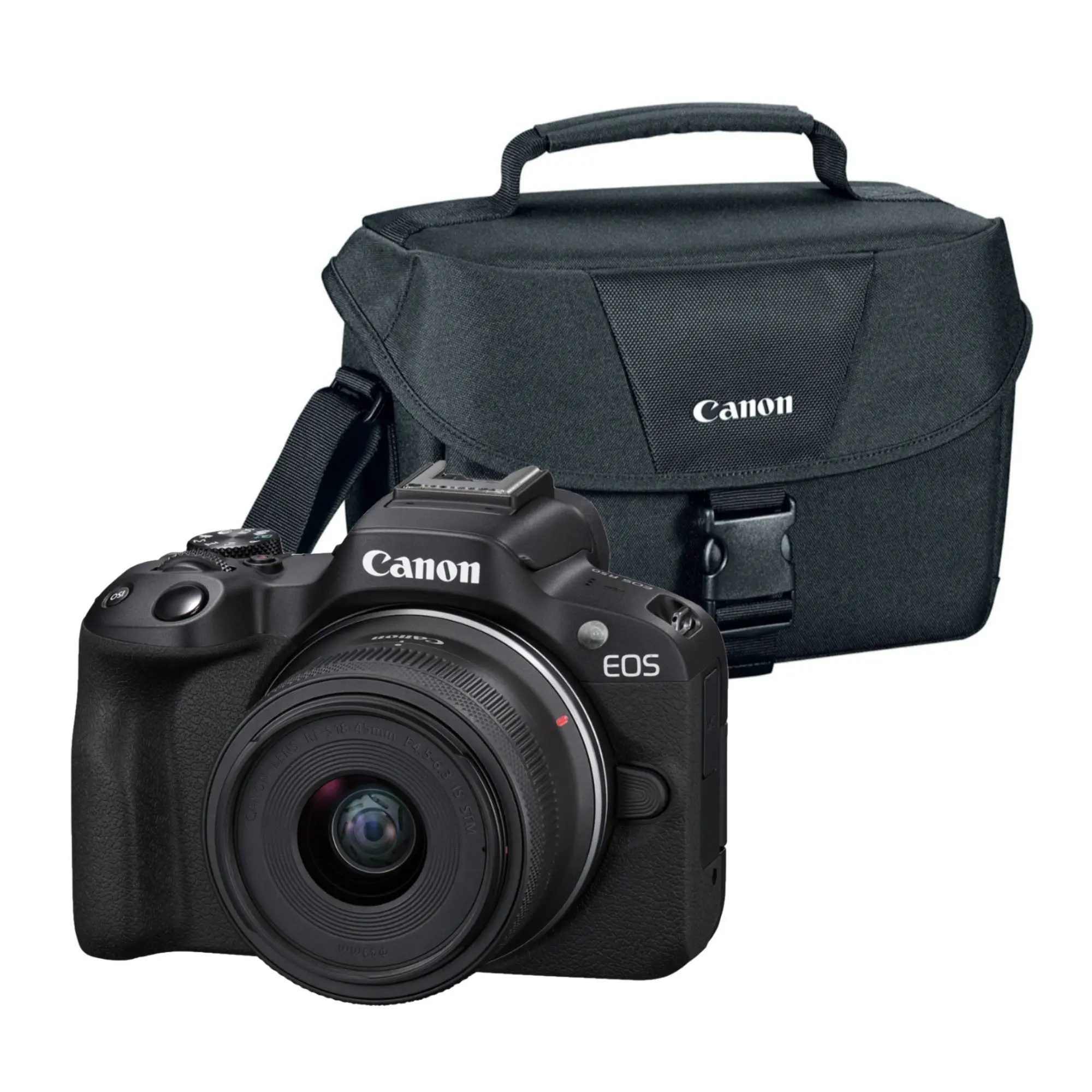 Canon EOS R50 Compact Mirrorless Camera (24.2 Megapixel, Beginner-Friendly Electronic Gadget) with 18-45mm Lens, Black EOS 200ES Shoulder Bag, Advanced A+ Assist for Concerts, Dance Recitals, Auto Focus