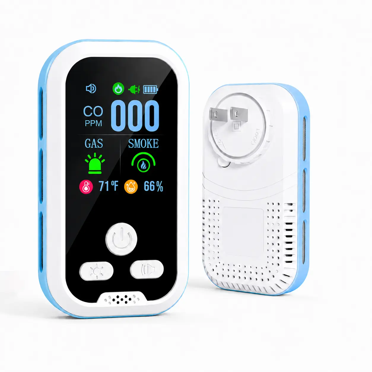 5-in-1  Portable Detector with Natural Gas & Temperature Humidity Sensors Plug-and-Play Design High-Definition Display Accurate Alerts Ideal for Kitchen Garage RVs Apartments