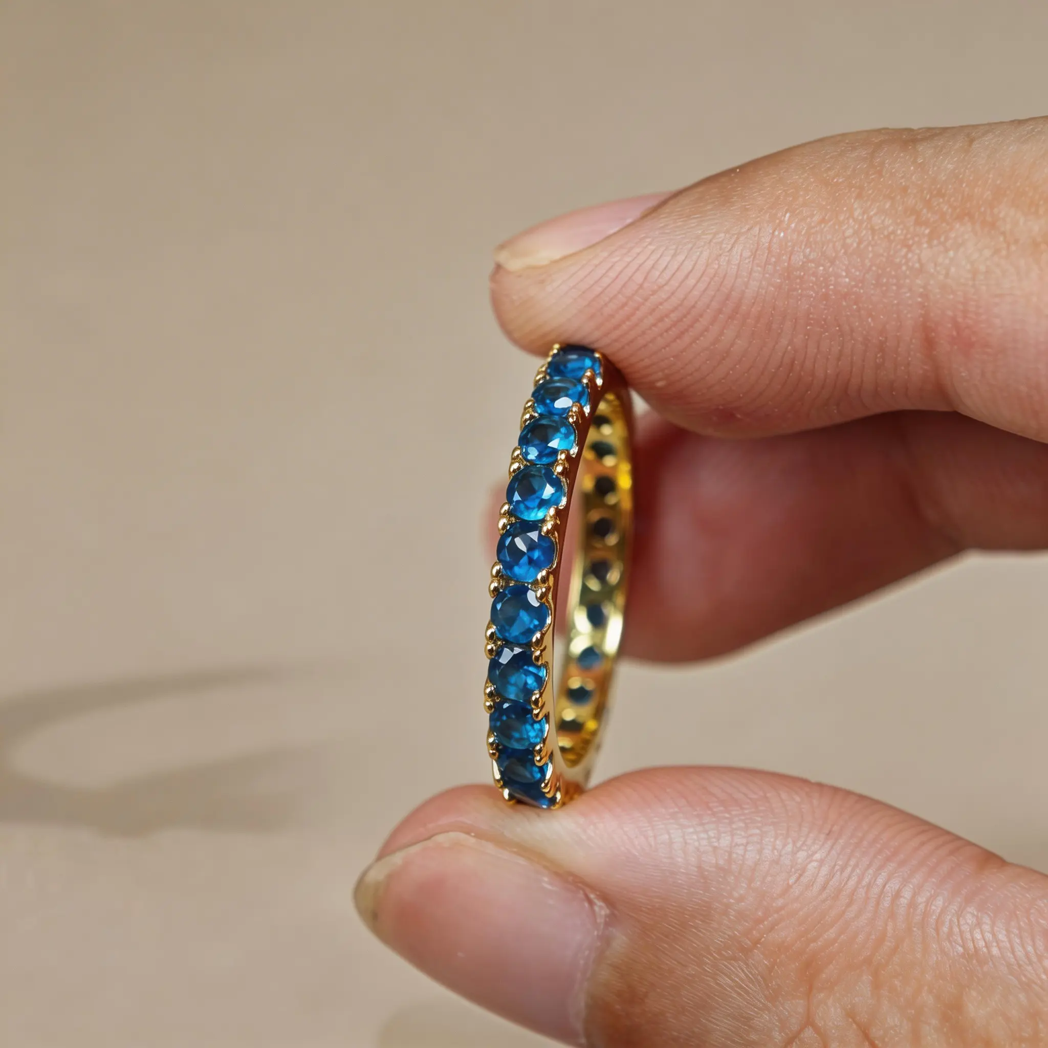 Female Daily Costume Jewelry December Blue Topaz Birthstone Ring