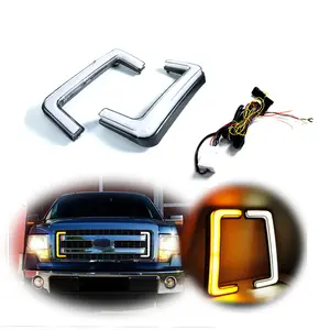 2PCS Clear Lens Switchback LED White DRL Amber Turn Signal Lamps Lights Kit For Ford F-150 2009 2010 2011 2012 2013 2014
