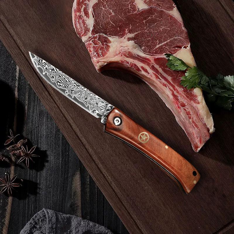 Sharp steak knife Damascus steel blade for cutting meat and fish kitchen knife gift