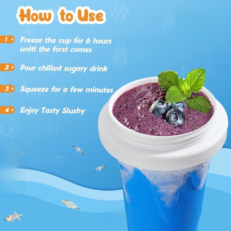 Slushy Cup, Magic Quick Frozen Slushie Maker Cup Squeeze,Ice Cream Make,Cool Fun Stuff Things Gadgets (Blue)